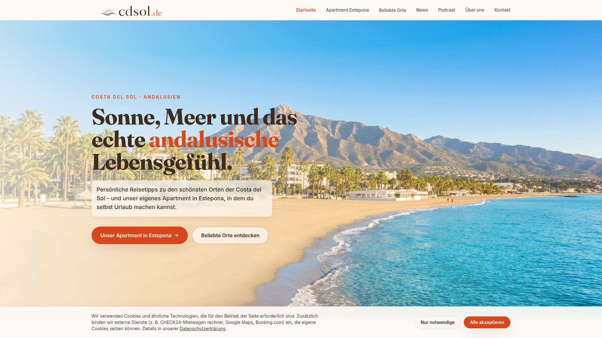 Screenshot von cdsol.de — Costa del Sol Reiseportal